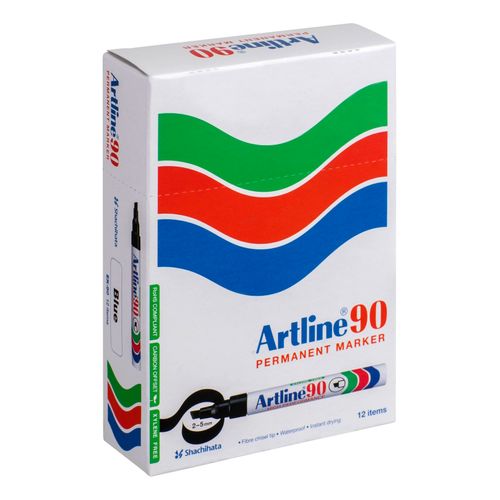 Artline 90 Permanent Marker 5mm Chisel Nib Blue - Sold Each (12 per Box)
