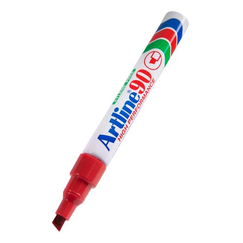 Artline 90 Permanent Marker 5mm Chisel Nib Red - Sold Each (12 per Box)