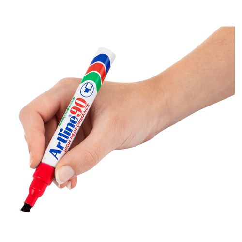 Artline 90 Permanent Marker 5mm Chisel Nib Red - Sold Each (12 per Box)
