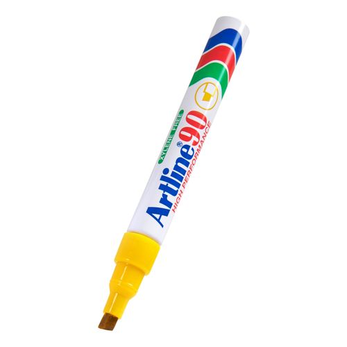Artline 90 Permanent Marker 5mm Chisel Nib Yellow - Sold Each (12 per Box)
