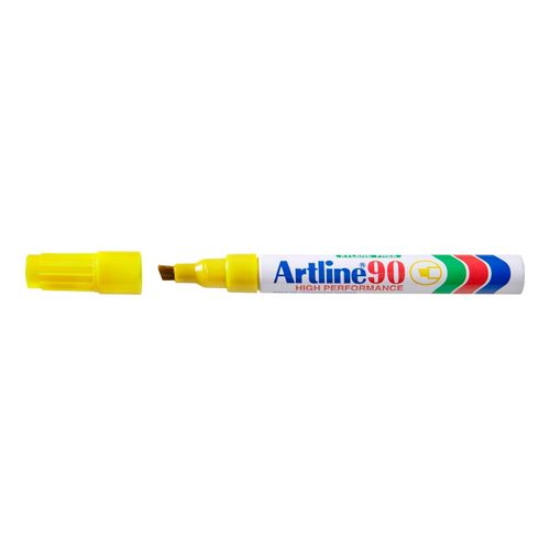 Artline 90 Permanent Marker 5mm Chisel Nib Yellow - Sold Each (12 per Box)