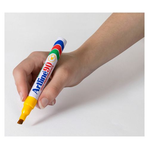 Artline 90 Permanent Marker 5mm Chisel Nib Yellow - Sold Each (12 per Box)