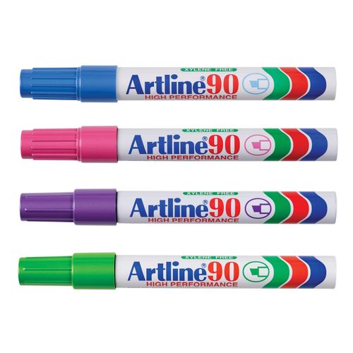 Artline 90 Permanent Marker 5mm Chisel Nib Brights Assorted Box 12