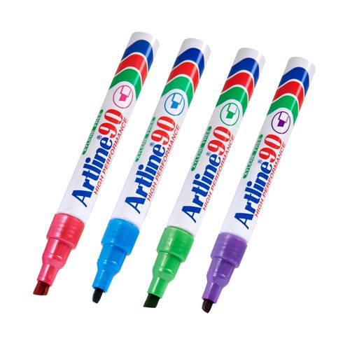 Artline 90 Permanent Marker 5mm Chisel Nib Brights Assorted Box 12