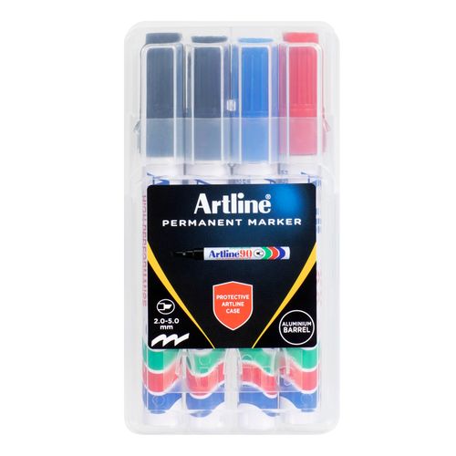Artline 90 Permanent Marker Chisel Assorted Wallet 4