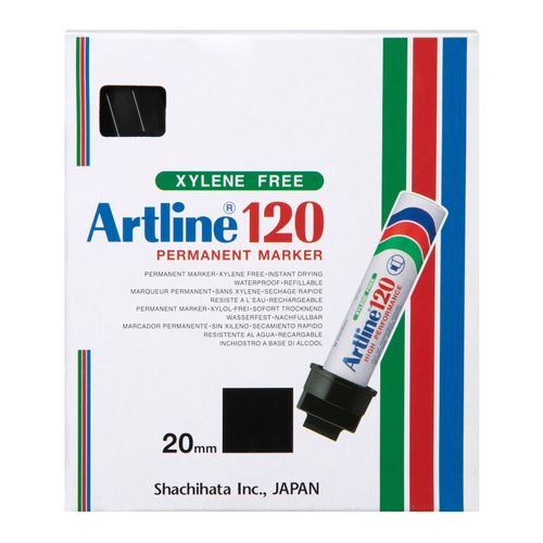 Artline 120 Permanent Marker 20mm Wedge Nib Black - Sold Each (6 per Box)