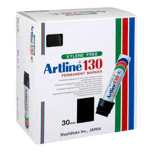 Artline 130 Permanent Marker 30mm Wedge Nib Black - Sold Each (6 per Box)