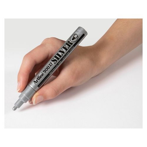Artline 900 Metallic Permanent Marker Medium 2.3mm Bullet Nib Silver - Sold Each (12 per Box)