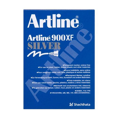 Artline 900 Metallic Permanent Marker Medium 2.3mm Bullet Nib Silver - Sold Each (12 per Box)