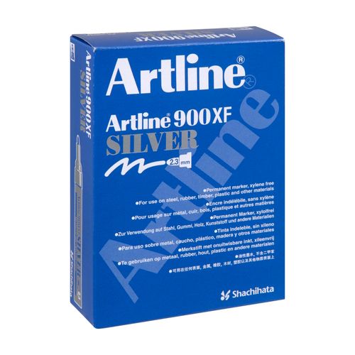 Artline 900 Metallic Permanent Marker Medium 2.3mm Bullet Nib Silver - Sold Each (12 per Box)