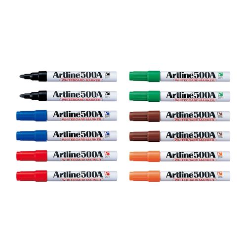 Artline 500A Whiteboard Marker 2mm Bullet Nib Assorted Box 12