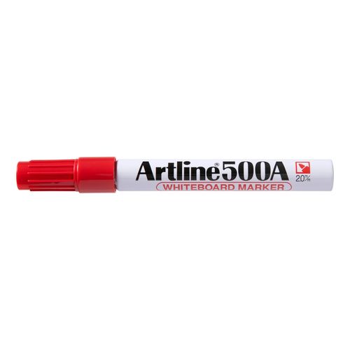 Artline 500A Whiteboard Marker 2mm Bullet Nib Red - Sold Each (12 per Box)