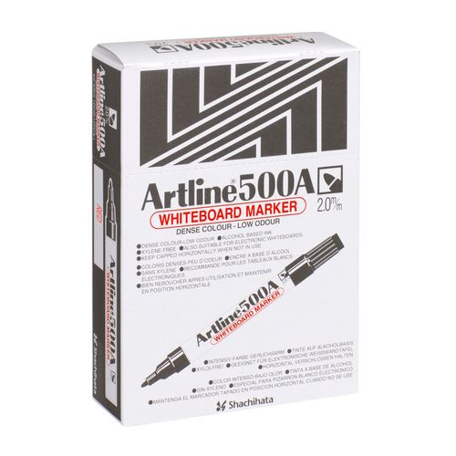 Artline 500A Whiteboard Marker 2mm Bullet Nib Red - Sold Each (12 per Box)