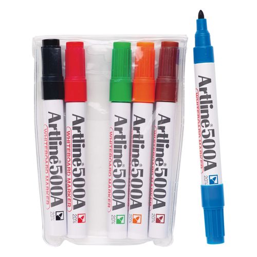 Artline 500A Whiteboard Marker 2mm Bullet Nib Assorted Wallet 6