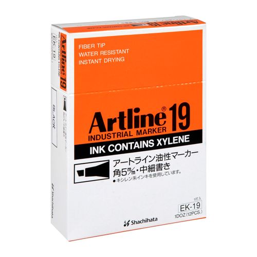 Artline 19 Industrial Permanent Marker 5mm Chisel Nib Black - Sold Each (12 per Box)