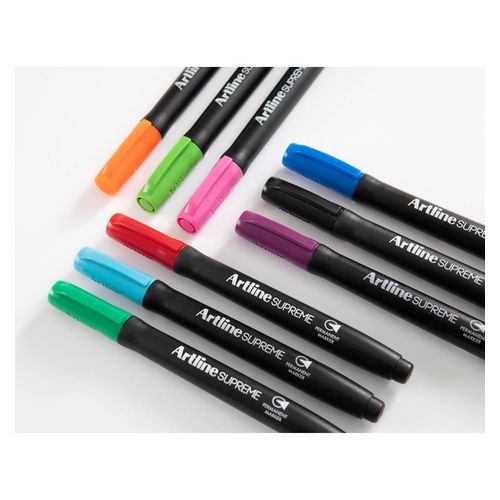 Artline Supreme Permanent Marker Bullet 1.0mm Black - Sold Each (12 per Box)
