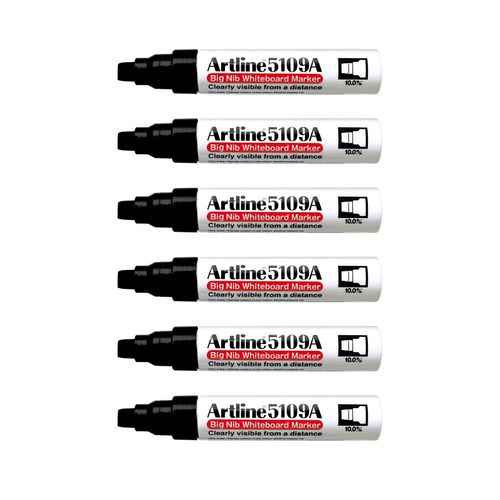 Artline 5109A Whiteboard Marker 10mm Chisel Nib Black - Sold Each (6 per Box)
