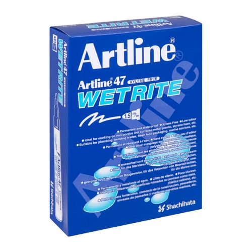 Artline 47 Wetrite Permanent Marker 1.5mm Bullet Nib Black - Sold Each (12 per Box)