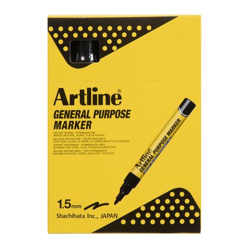 Artline Professional Permanent Marker General Purpose Bullet Black - Sold Each (12 per Box)