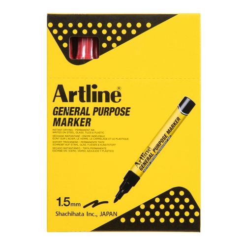 Artline Professional Permanent Marker General Purpose Bullet Red - Sold Each (12 per Box)
