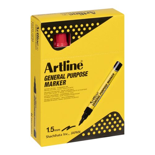 Artline Professional Permanent Marker General Purpose Bullet Red - Sold Each (12 per Box)