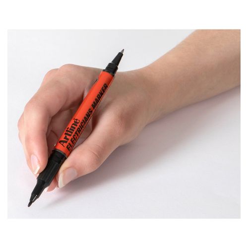 Artline Professional Permanent Marker Electricians Dual Nib Bullet Black - Sold Each (12 per Box)