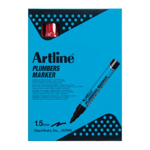 Artline Professional Permanent Marker Plumbers Bullet Red - Sold Each (12 per Box)