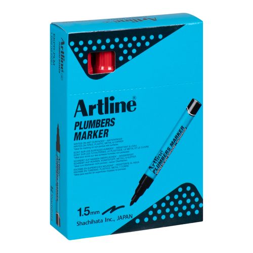 Artline Professional Permanent Marker Plumbers Bullet Red - Sold Each (12 per Box)