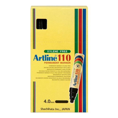 Artline 110 Permanent Marker 4mm Bullet Nib Black Box 6
