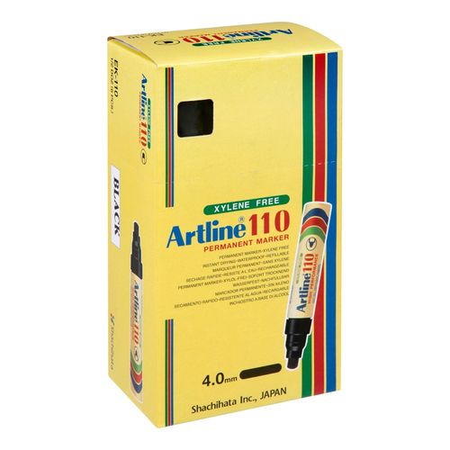 Artline 110 Permanent Marker 4mm Bullet Nib Black Box 6