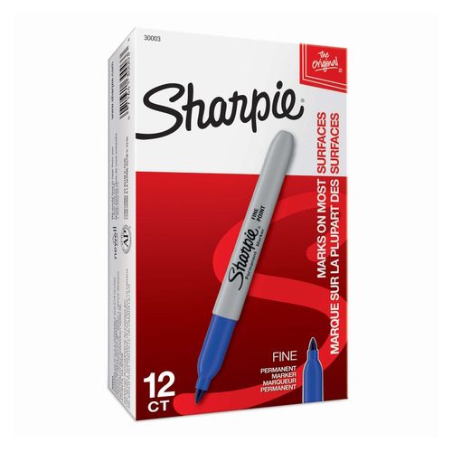 Sharpie Permanent Marker Fine Bullet Blue - Sold Each (12 per Box)