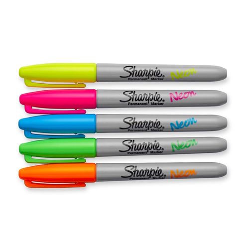 Sharpie Permanent Marker Fine Bullet Assorted Neon Pack 5
