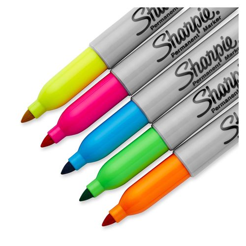 Sharpie Permanent Marker Fine Bullet Assorted Neon Pack 5