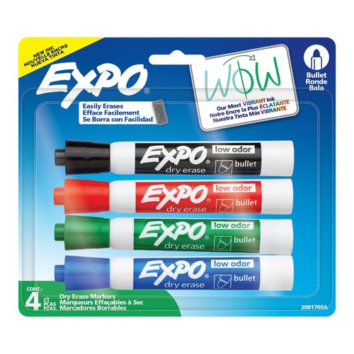 Expo Whiteboard Markers Bullet Assorted Pack 4