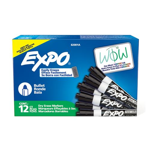 Expo Whiteboard Marker Bullet Black Box 12