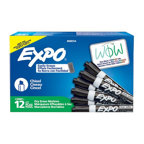 Expo Whiteboard Marker Chisel Black Box 12