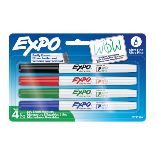 Expo Whiteboard Marker Bullet Ultra Fine Assorted Pack 4