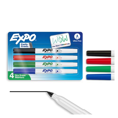 Expo Whiteboard Marker Bullet Ultra Fine Assorted Pack 4