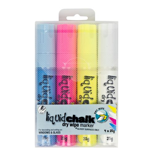 Texta Liquid Chalk Marker Dry Wipe Assorted 15mm Wallet 4