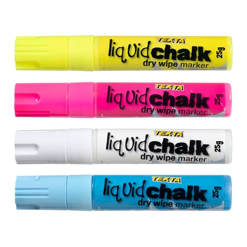 Texta Liquid Chalk Marker Dry Wipe Assorted 15mm Wallet 4