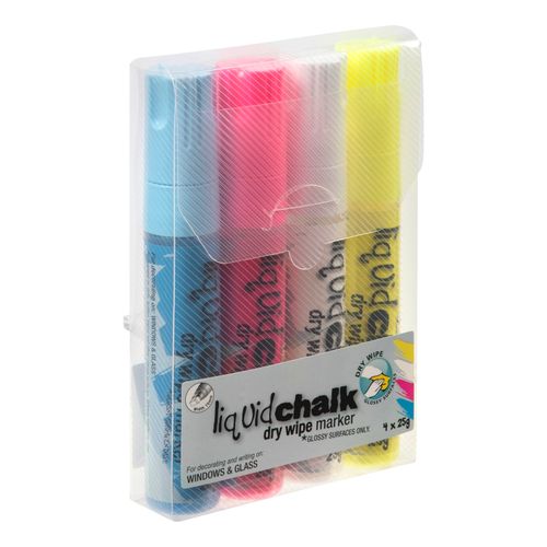 Texta Liquid Chalk Marker Dry Wipe Assorted 15mm Wallet 4