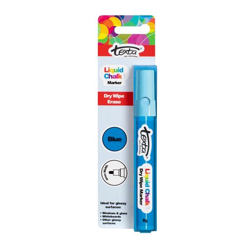 Texta Liquid Chalk Marker Dry Wipe Blue 4mm - Sold Each (12 per Box)