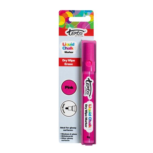 Texta Liquid Chalk Marker Dry Wipe Pink 4mm - Sold Each (12 per Box)