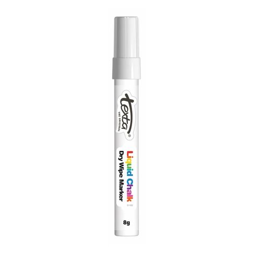 Texta Liquid Chalk Marker Dry Wipe White 4mm - Sold Each (12 per Box)
