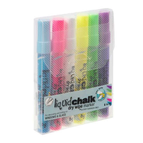 Artline Liquid Chalk Marker Dry Wipe Assorted 4mm Wallet 6