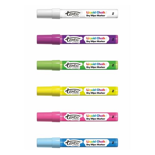 Artline Liquid Chalk Marker Dry Wipe Assorted 4mm Wallet 6