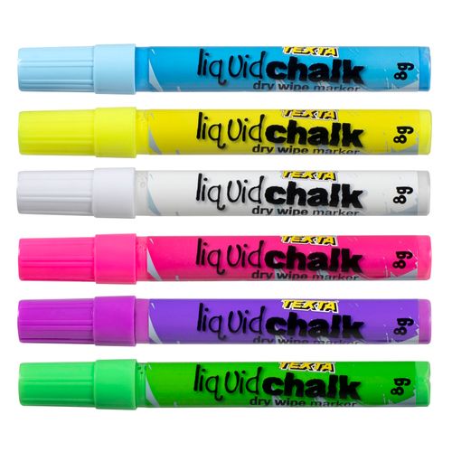 Artline Liquid Chalk Marker Dry Wipe Assorted 4mm Wallet 6