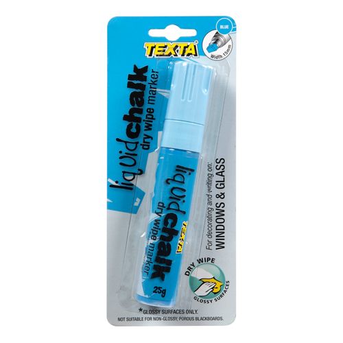 Texta Liquid Chalk Marker Dry Wipe Blue 15mm - Sold Each (12 per Box)