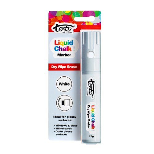 Texta Liquid Chalk Marker Dry Wipe White 15mm - Sold Each (12 per Box)