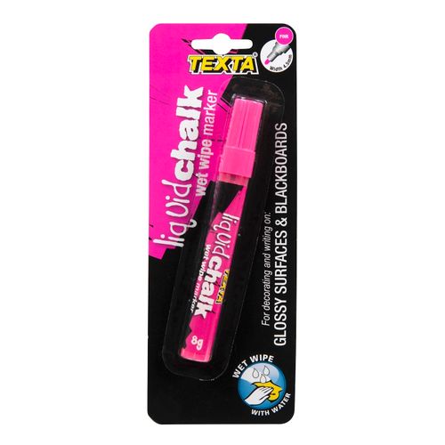 Texta Liquid Chalk Marker Wet Wipe Pink 4.5mm - Sold Each (12 per Box)